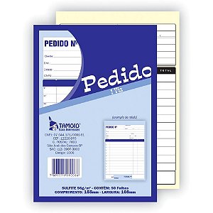 Impresso Talão de Pedido 1/36 1 Via 50 Folhas Pacote com 20