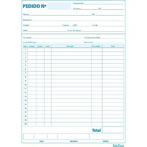Impresso Talão de Pedido 1/18 2 Vias 50 Folhas Pacote com 20
