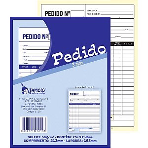 Impresso Talão de Pedido 1/18 1 Via 50 Folhas - Pacote com 20
