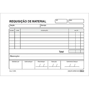Impressos Requisição de Material Simplificado 50 Folhas 154X107MM Pacote com 20