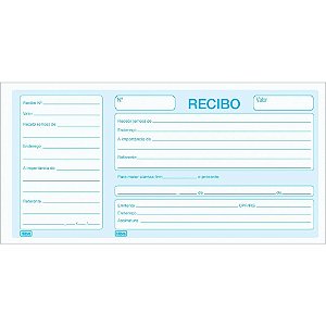 Recibo Comercial com Canhoto – 50 Folhas, 1 Via, Pacote com 20