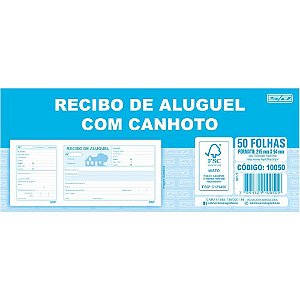Impresso Recibo de Aluguel com Canhoto - 50 Folhas, 215MM X 94MM - Pacote com 20
