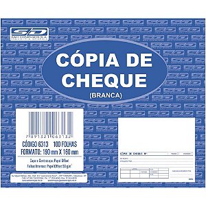 Impresso Cópia de Cheque Branco 100 Folhas 160X190MM PCT com 10 1