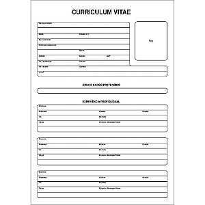 Impresso Administrativo Curriculum 50 Folhas Pacote com 5 Unidades