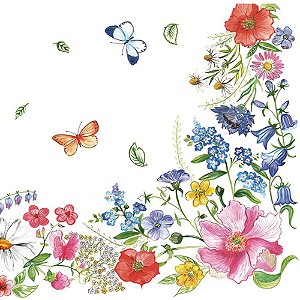 Guardanapo para Decoupage Flores e Borboletas 33X33CM PCT com 20