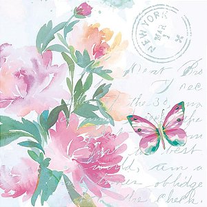 Guardanapo para Decoupage Floral Aquarelado 33X33CM PCT com 20