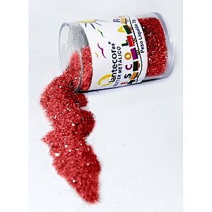 Glíter PVC Vermelho Metalizado - Potes de 3G - Pacote com 12 Unidades
