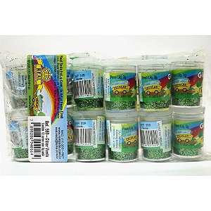 Glíter PVC Verde Potes 3G - Pacote com 12 Unidades