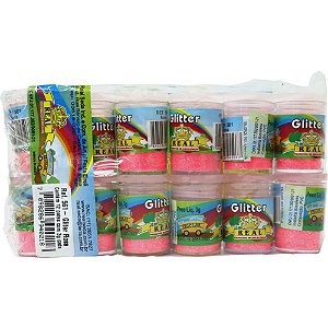 Glíter PVC Rosa Potes 3G Pacote com 12