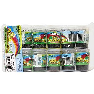Glíter PVC Preto 3G - Pacote com 12 Potes