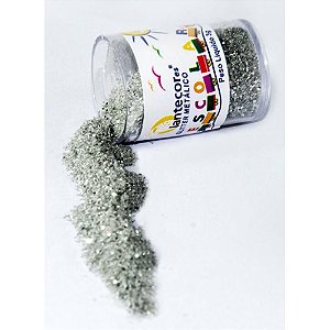 Glíter PVC Prata Potes 3G  Pacote com 12