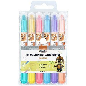 Giz de Cera Gizão Retrátil Pastel 6 Cores