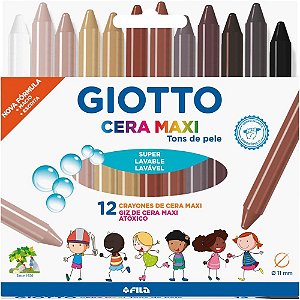 Giz de Cera Gizão Giotto Maxi TONS de Pele 12 Cores Pacote com 12