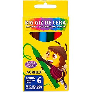 Giz de Cera BIG Gizão 6 Cores - Pacote com 12