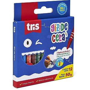 Giz de Cera Fino TRIS 12 Cores com Rótulo Protetor