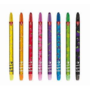 Giz de Cera Fino Retrátil Fruits 8 Cores