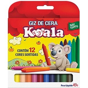 Giz de Cera Fino 12 Cores Koala Pacote com 12 Caixas