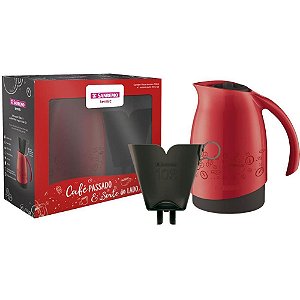 Garrafa Térmica com Rosca Bule 700ML + Suporte para Filtro 102 VERMELHO/PRETO