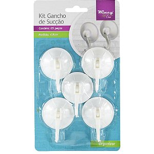 Gancho Plástico KIT de Sucção PP 4,9CM 5 PCS com 05