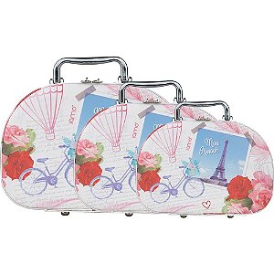 Frasqueira Paris Estampada PVC 3 Peças com 03