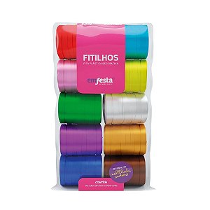 Fitilho 5MMX50M Cores Sortidas Pacote com 10