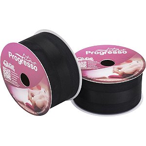 Fita Voal com Cetim 38MM 10M Preto