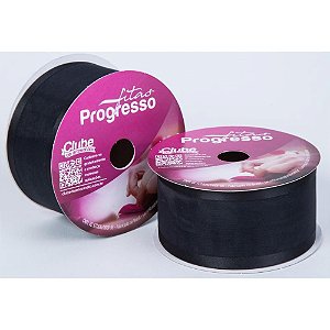 Fita Voal com Cetim 38MM 10M Preto (7891521513505)