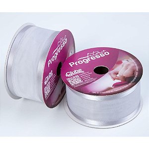 Fita Voal com Cetim 38MM 10M Prata (7891521714193)
