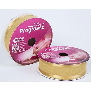 Fita Voal com Cetim 22MM 10M Ouro (7891521391233)
