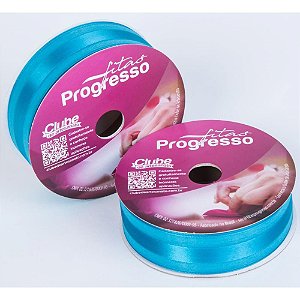 Fita Voal com Cetim 22MM 10M Azul Turquesa