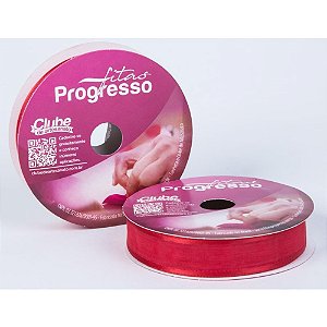 Fita Voal com Cetim 15MM 10M Vermelho