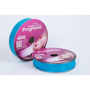 Fita Voal com Cetim 15MM 10M Azul Turquesa