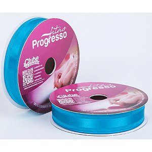 Fita Voal com Cetim 15MM 10M Azul Turquesa (7891521880072)