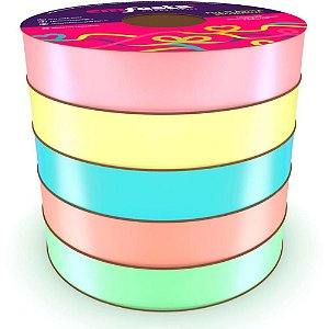 Fita Poli Lisa 15MM X 50M CANDY Colors Sortida Pacote com 5 Unidades