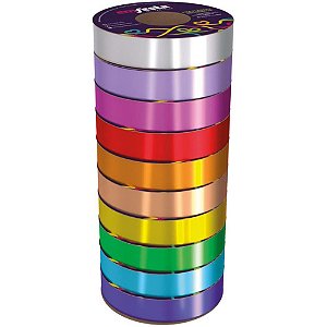 Fita Poli Lisa 15MM X 50M Cores Sortidas Pacote com  10