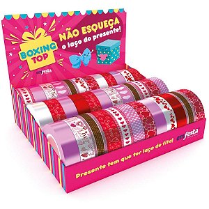 Fita Poli Decorada 15MMX10M Amore - Modelos Sortidos, Caixa com 36 Rolos