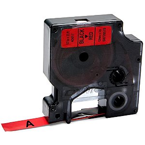 Fita para Rotulador Profissional D1 12MM X 7M PRETA/VERMELHA