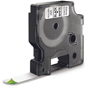 Fita para Rotulador Profissional D1 12MM X 7M PRETA/BRANCA