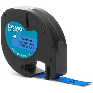 Fita para Rotulador Eletrônico 12MM X 4M Poliéster PRETO/AZUL