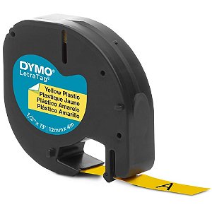 Fita para Rotulador Eletrônico 12MM X 4M Poliéster PRETO/AMARELO