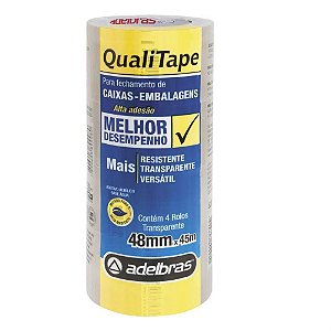 Fita para Empacotamento Qualitape 48MM X 45M Transparente - Pacote com 4 Unidades