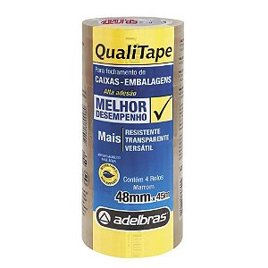 Fita para Empacotamento Qualitape 48MM X 45M Marrom - Pacote com 4 Unidades