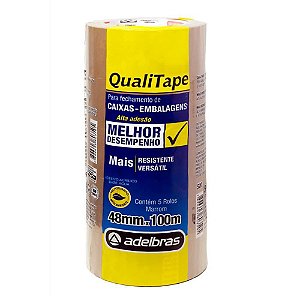 Fita para Empacotamento Qualitape 48MMX100M Marrom PCT com 05