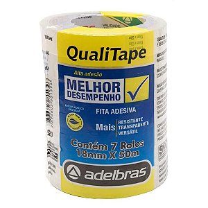 Fita para Empacotamento Qualitape 18MM X 50M Transparente - Pacote com 7 Unidades