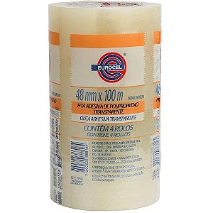Fita para Empacotamento PP 33 48MMX100M Transparente Pacote  com 04