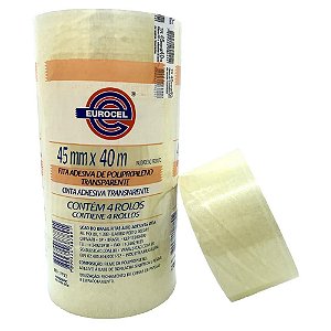 Fita para Empacotamento PP 33 45MM X 40M Transparente - Pacote com 04
