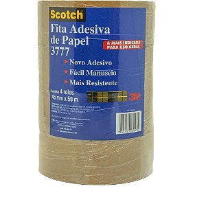 Fita para Empacotamento Papel Liso 3777 45MM X 50M Marrom - Pacote com 4