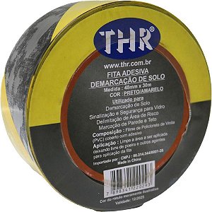 Fita para Demarcação de Solo PVC Zebrada AM/PT 48MMX30M