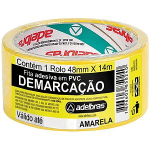 Fita para Demarcação de Solo PVC Amarela 48MM X 14M