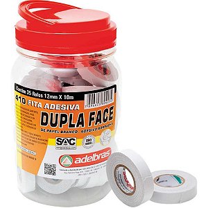 Fita Dupla Face de Papel 410 12MM X 10M - Pote com 35 Unidades